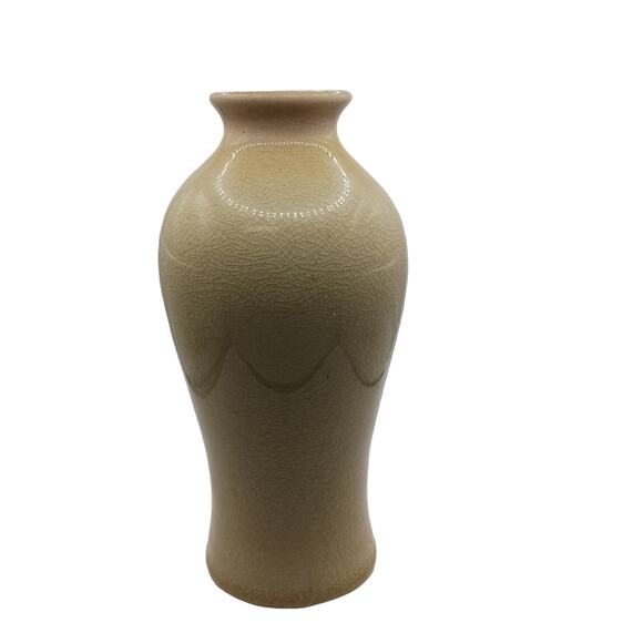 Beige Pottery Vase Rustic Art Deco Distressed 6" Vintage Decor 🌾 - Picture 5 of 14